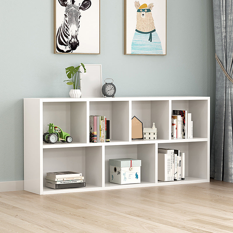 Wood Bookshelf White Contemporary Style Bookcase for Home Office