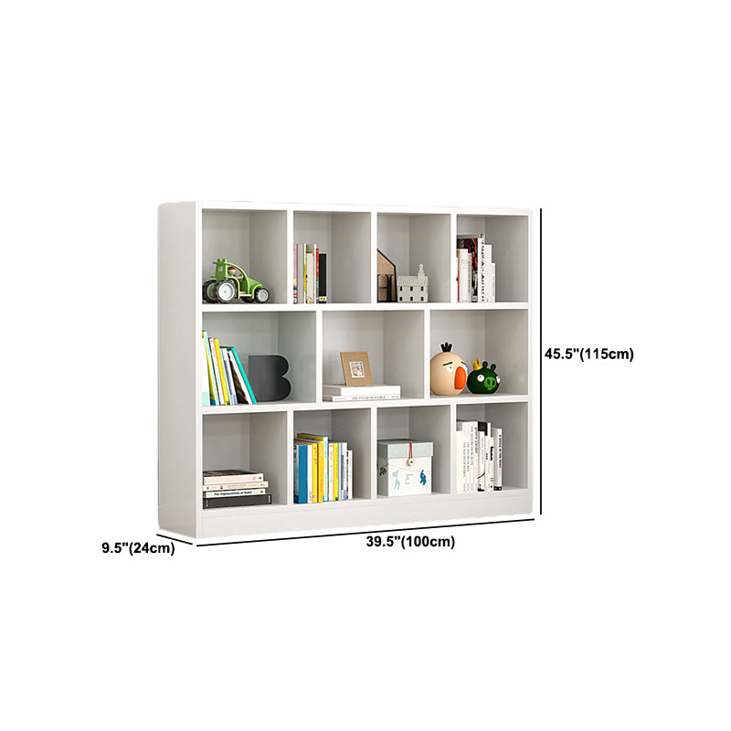 Wood Bookshelf White Contemporary Style Bookcase for Home Office