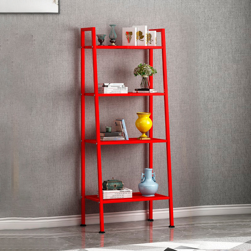 Contemporary Style Ladder Bookshelf Metal Open Back Bookcase for Office
