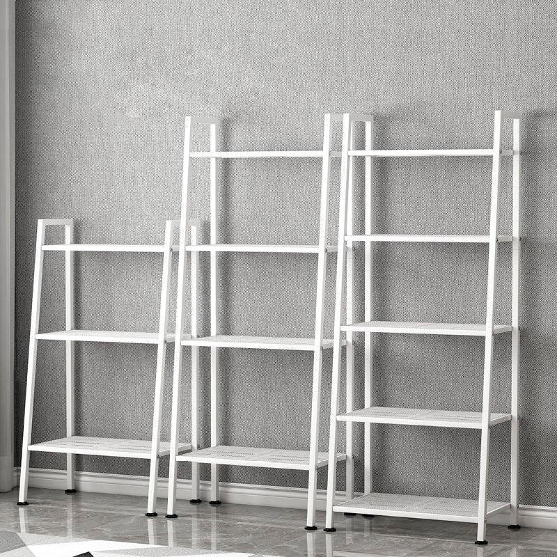 Contemporary Style Ladder Bookshelf Metal Open Back Bookcase for Office
