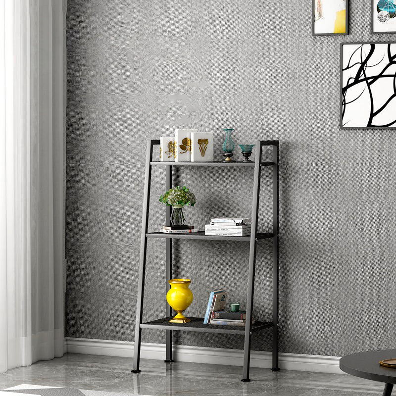 Contemporary Style Ladder Bookshelf Metal Open Back Bookcase for Office