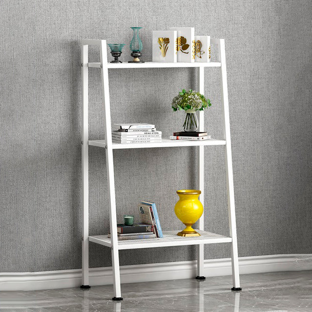 Contemporary Style Ladder Bookshelf Metal Open Back Bookcase for Office