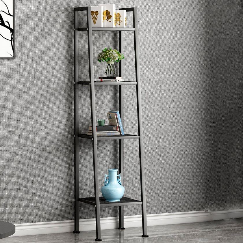 Contemporary Style Ladder Bookshelf Metal Open Back Bookcase for Office