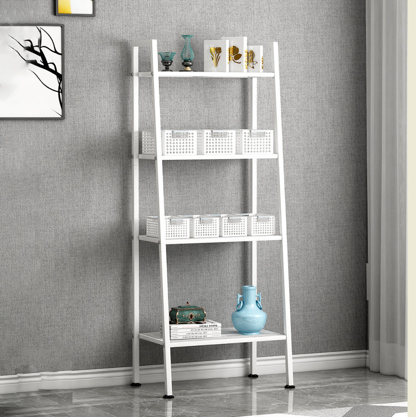 Contemporary Style Ladder Bookshelf Metal Open Back Bookcase for Office