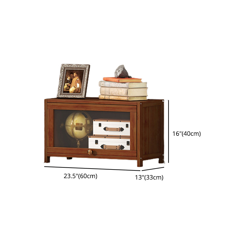 Contemporary Brown Bamboo Bookshelf Closed Back Bookcase with Door for Home Office