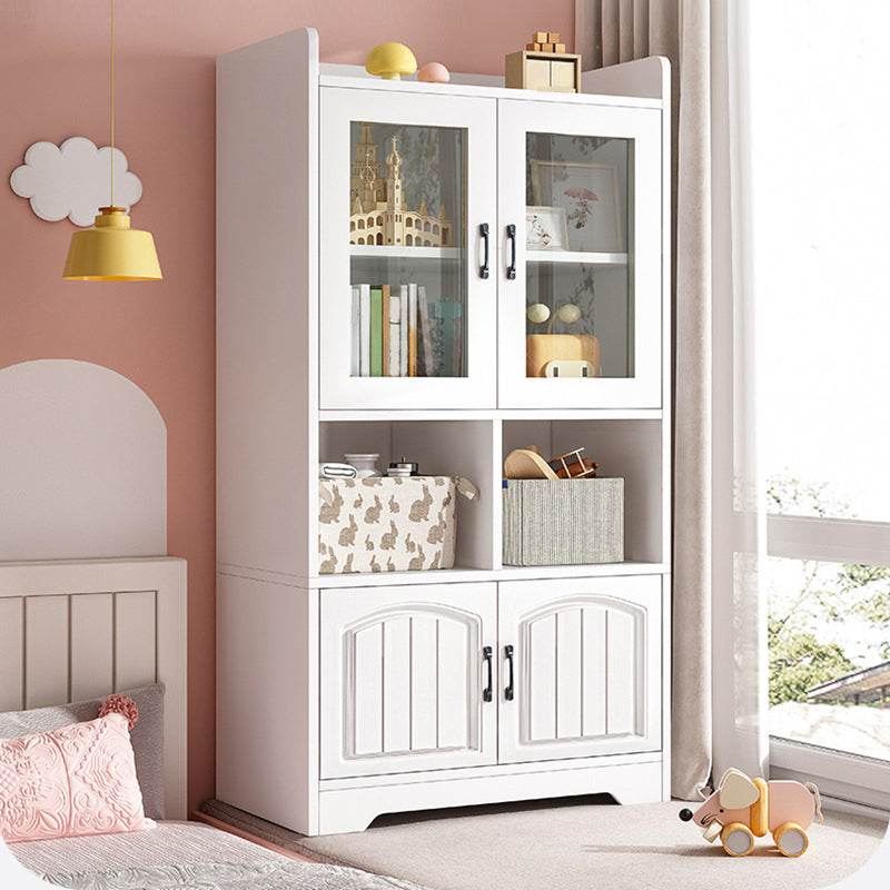 Modern Style Bookcase Wood Closed Back Standard Bookshelf with Door for Home Office