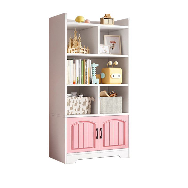 Modern Style Bookcase Wood Closed Back Standard Bookshelf with Door for Home Office