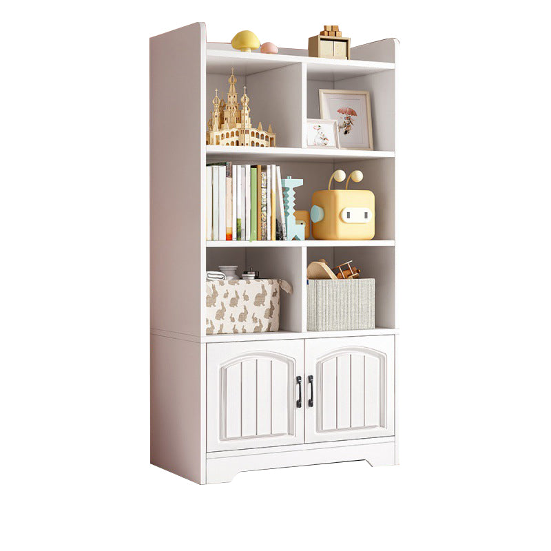 Modern Style Bookcase Wood Closed Back Standard Bookshelf with Door for Home Office