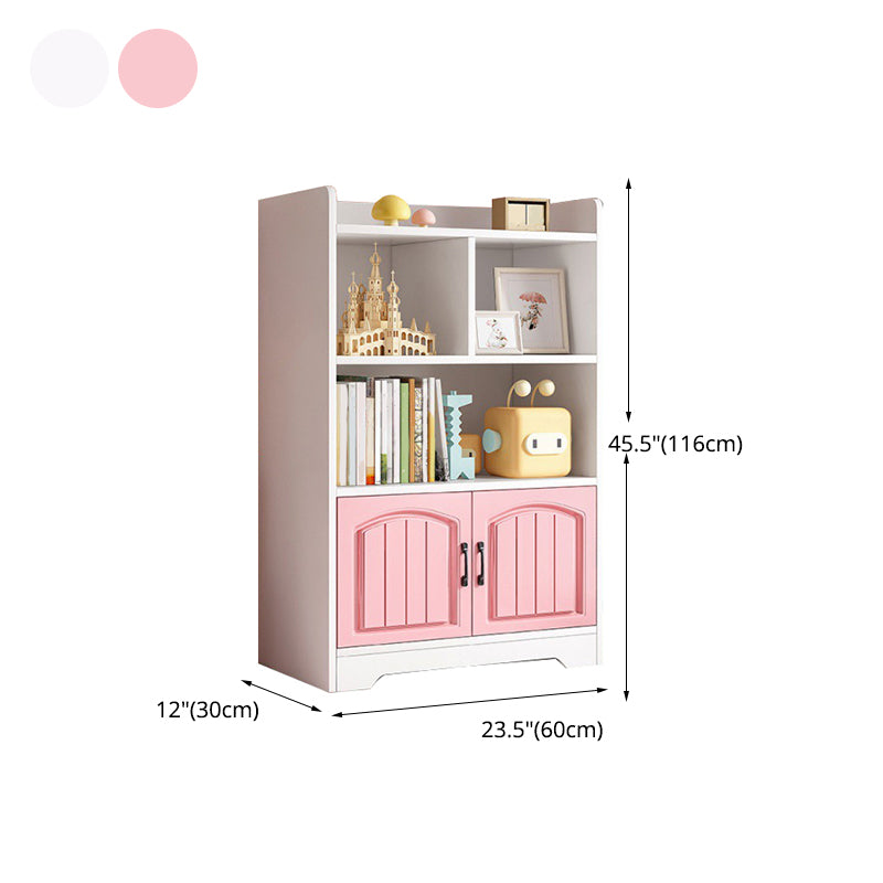 Modern Style Bookcase Wood Closed Back Standard Bookshelf with Door for Home Office