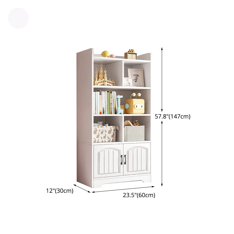 Modern Style Bookcase Wood Closed Back Standard Bookshelf with Door for Home Office