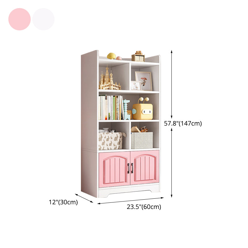 Modern Style Bookcase Wood Closed Back Standard Bookshelf with Door for Home Office