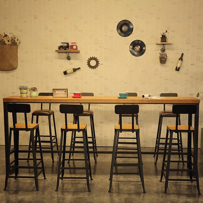 Industrial 1/4/5/9 Pieces Bar Table Set Rectangle Pine Wood Counter Table with High Stools