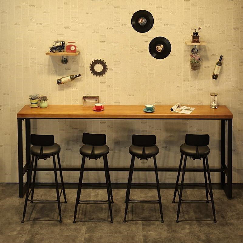 Industrial 1/4/5/9 Pieces Bar Table Set Rectangle Pine Wood Counter Table with High Stools