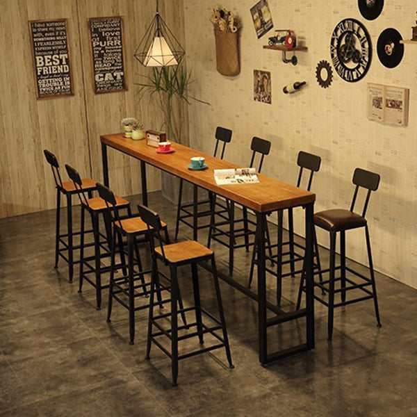 Industrial 1/4/5/9 Pieces Bar Table Set Rectangle Pine Wood Counter Table with High Stools