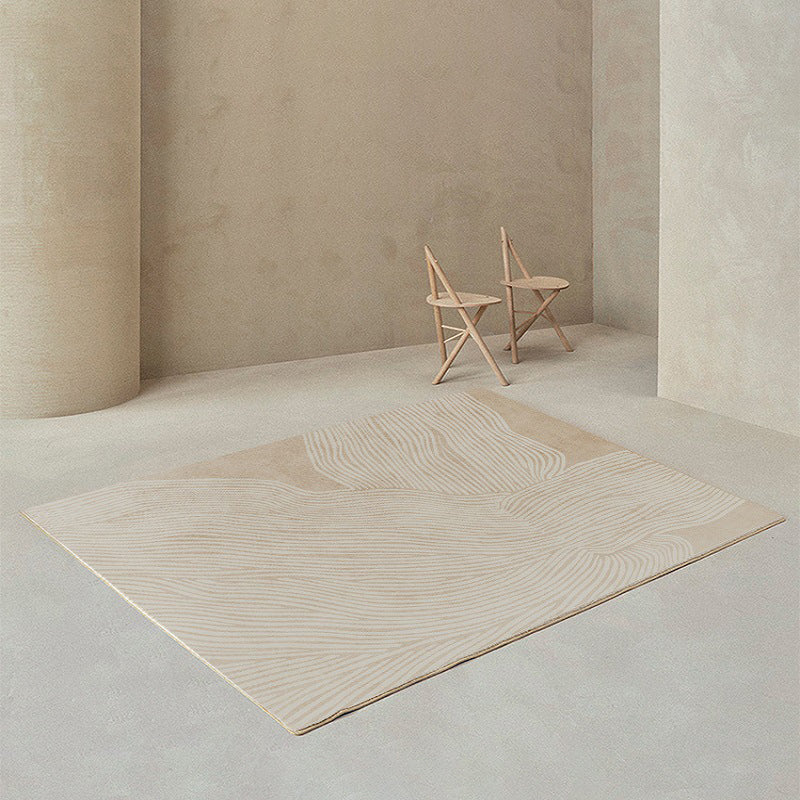 Light Brown Striped Rug Polyester Casual Rug Washable Rug for Living Room