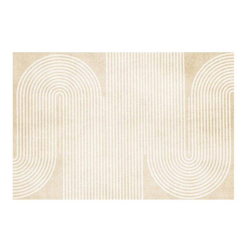Light Brown Striped Rug Polyester Casual Rug Washable Rug for Living Room
