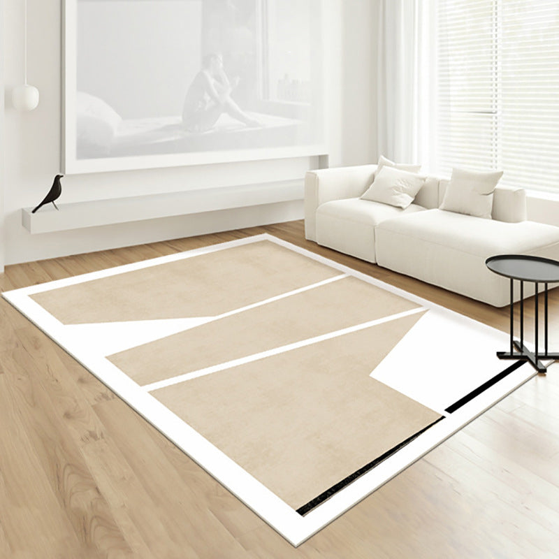 Dark Brown Modern Rug Polyester Irregular Color Piece Rug Washable Rug Sitting Room