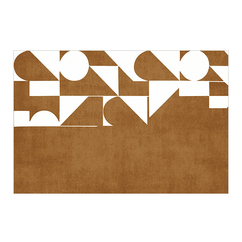 Dark Brown Modern Rug Polyester Irregular Color Piece Rug Washable Rug Sitting Room
