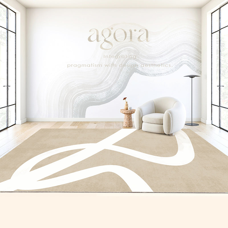 Dark Brown Modern Rug Polyester Irregular Color Piece Rug Washable Rug Sitting Room