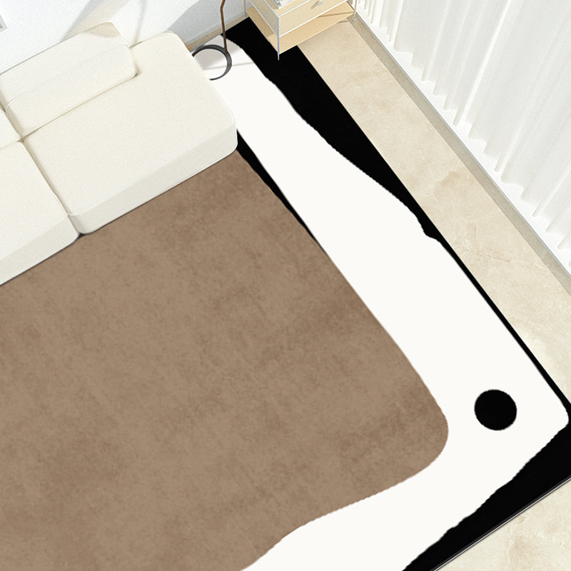 Dark Brown Modern Rug Polyester Irregular Color Piece Rug Washable Rug Sitting Room