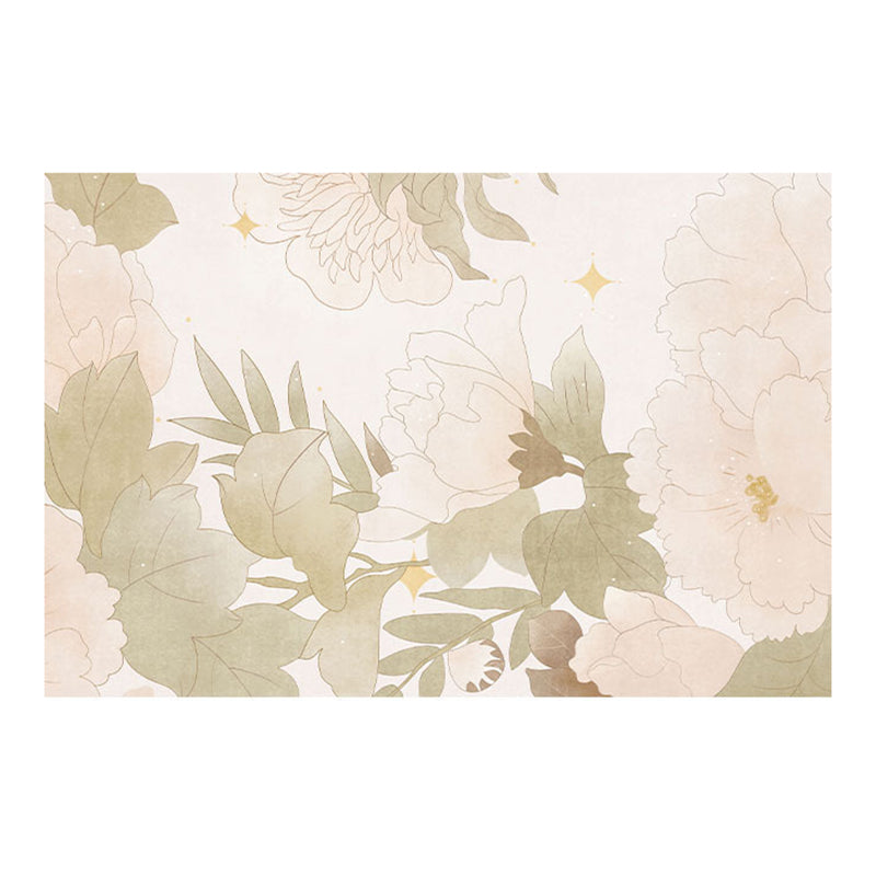 Apricot Modern Carpet Polyester Flower Area Carpet Stain Resistant Carpet for Living Room