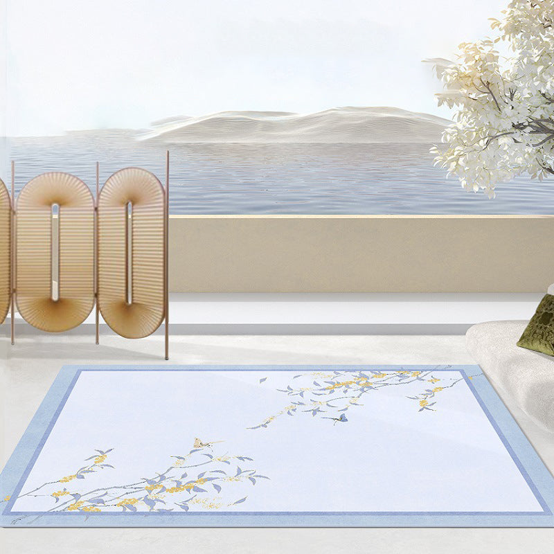 Apricot Modern Carpet Polyester Flower Area Carpet Stain Resistant Carpet for Living Room