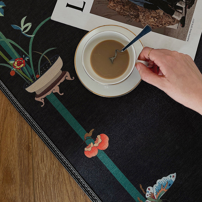 Apricot Modern Carpet Polyester Flower Area Carpet Stain Resistant Carpet for Living Room