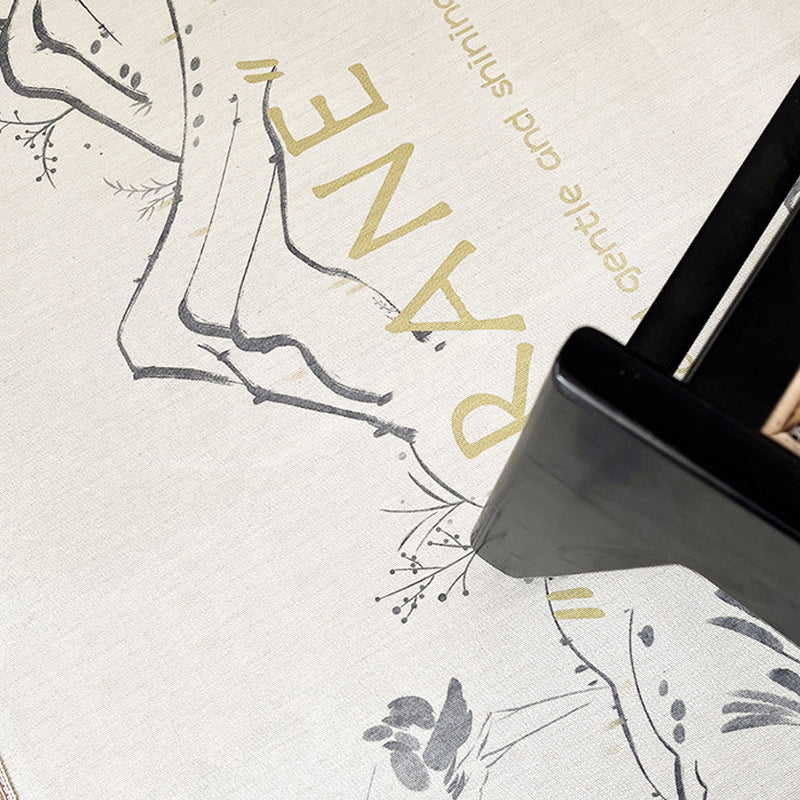 Apricot Modern Carpet Polyester Flower Area Carpet Stain Resistant Carpet for Living Room