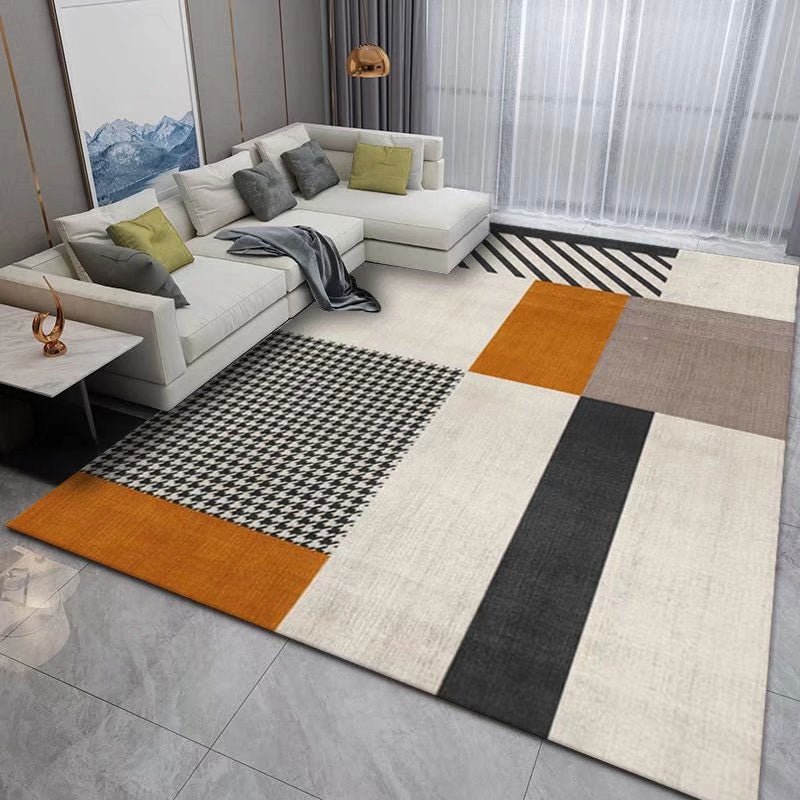 Dark Gray Modern Rug Polyester Geometric Area Rug Washable Rug for Sitting Room
