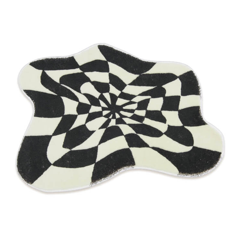 Purple Modern Rug Polyester Check Print Rug Washable Rug for Living Room