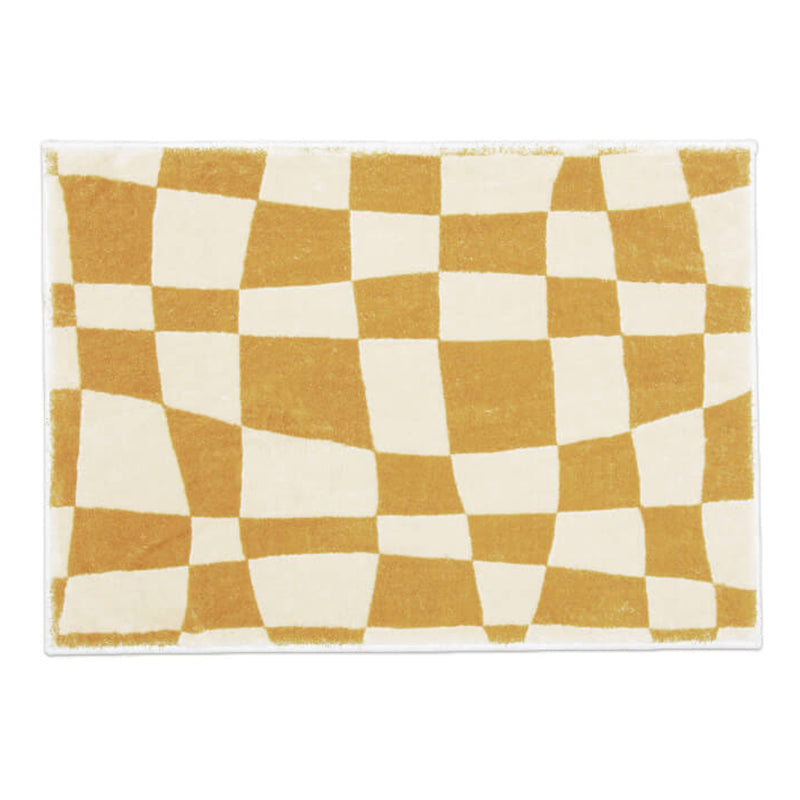 Purple Modern Rug Polyester Check Print Rug Washable Rug for Living Room