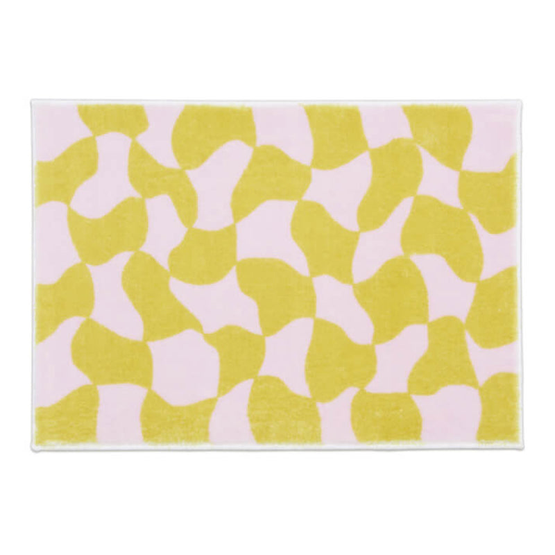 Purple Modern Rug Polyester Check Print Rug Washable Rug for Living Room