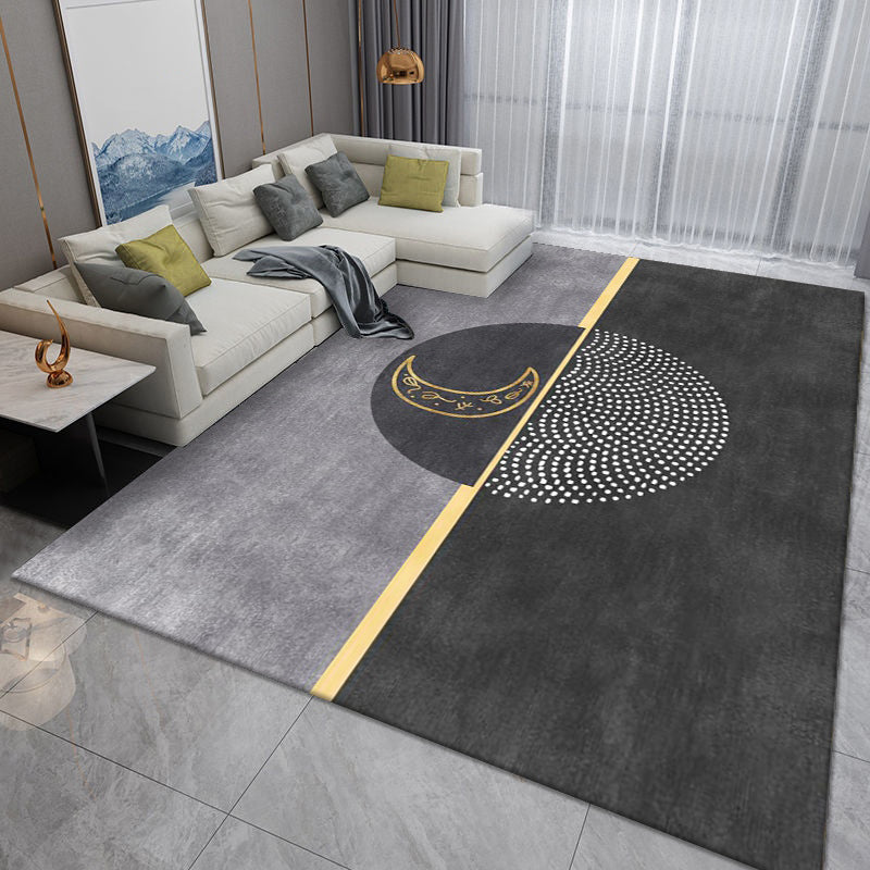 Grey Striped Rug Polyester Gorgeous Rug Washable Rug for Home Decor