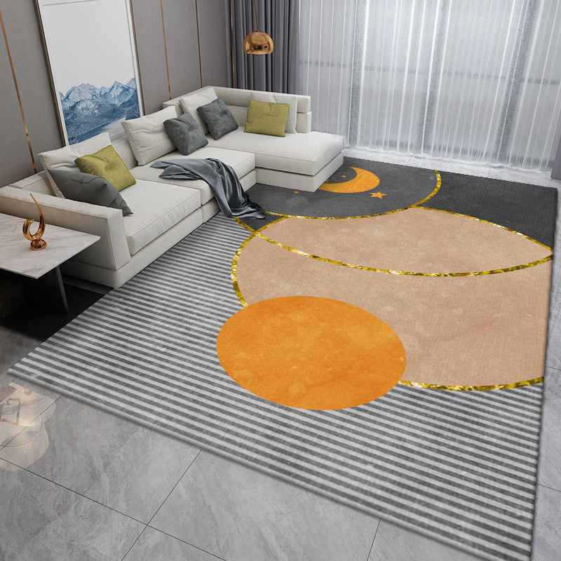 Grey Striped Rug Polyester Gorgeous Rug Washable Rug for Home Decor