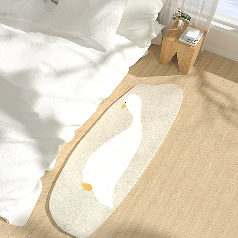 Apricot Simple Rug Polyester Duck Indoor Rug Non-Slip Backing Rug for Sitting Room