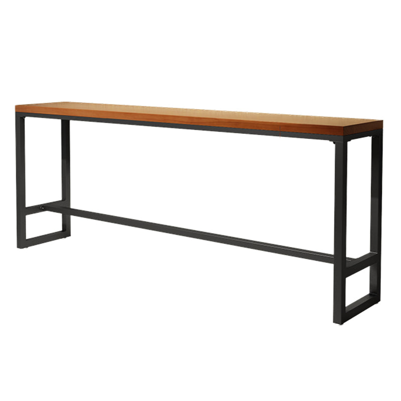 Rectangle Wood Bar Dining Table Contemporary Bar Table with Trestle Base in Black