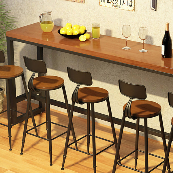 Rectangle Wood Bar Dining Table Contemporary Bar Table with Trestle Base in Black