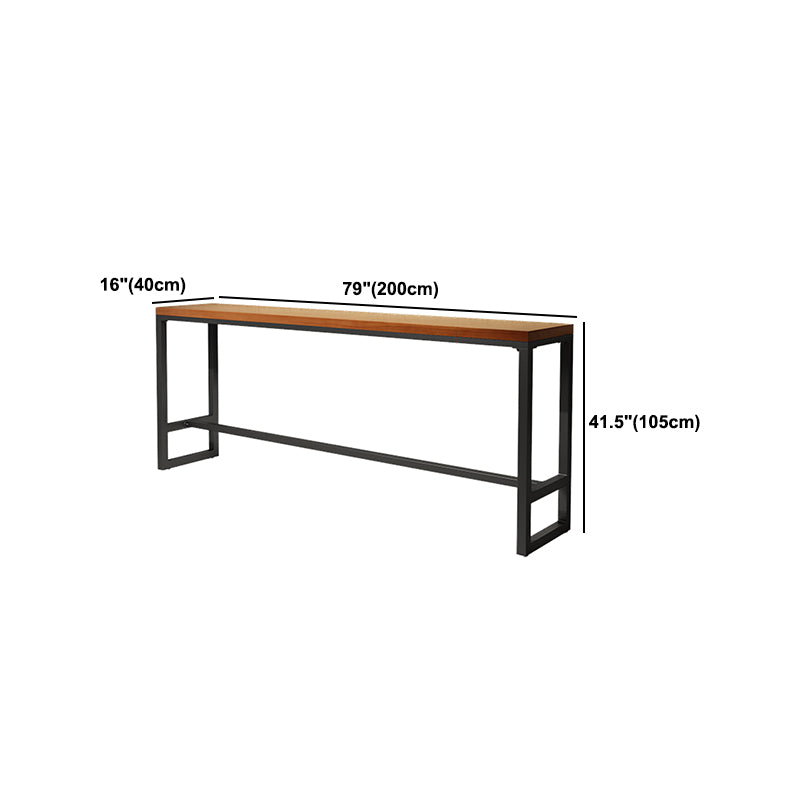 Rectangle Wood Bar Dining Table Contemporary Bar Table with Trestle Base in Black