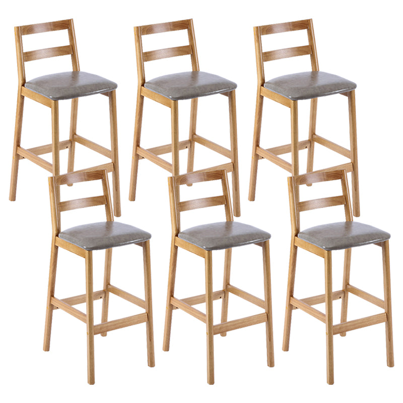 Cafe Simple Solid Wood Barstool Indoor Bar Stool with Backrest