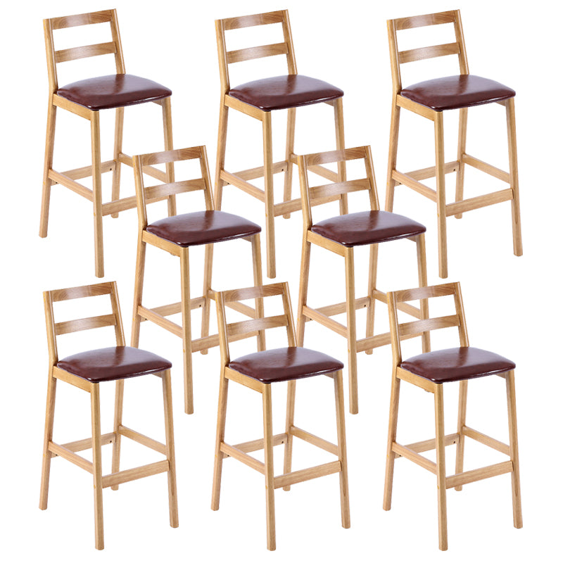 Cafe Simple Solid Wood Barstool Indoor Bar Stool with Backrest