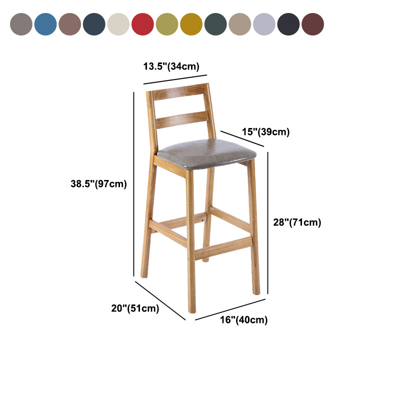 Cafe Simple Solid Wood Barstool Indoor Bar Stool with Backrest