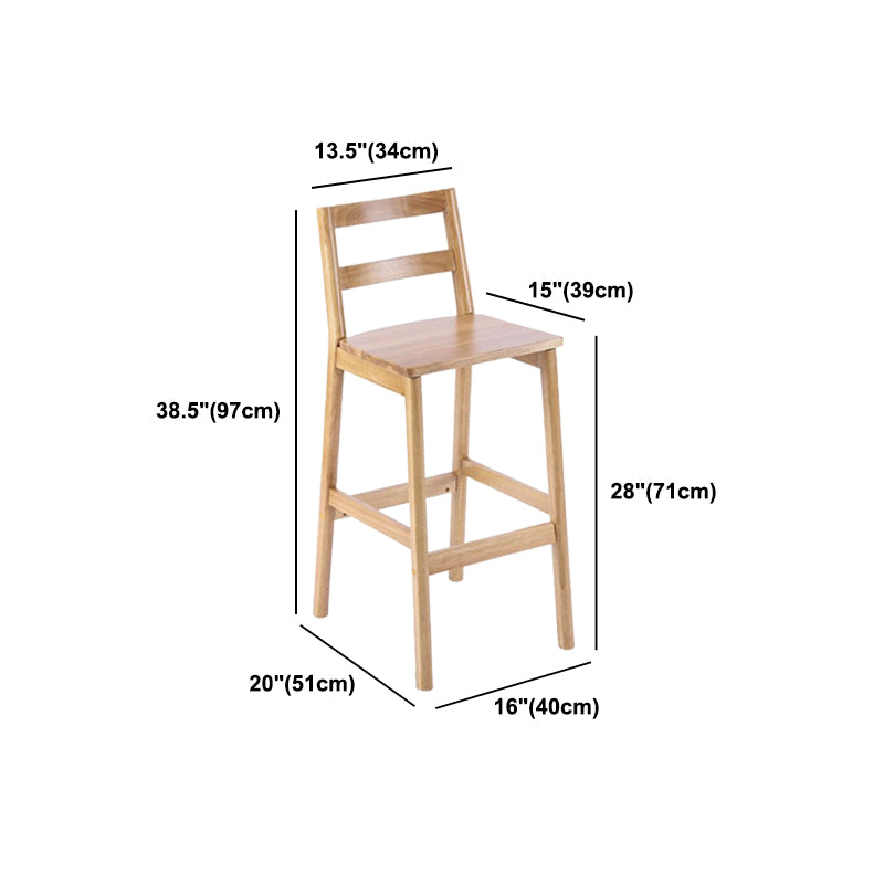 Cafe Simple Solid Wood Barstool Indoor Bar Stool with Backrest