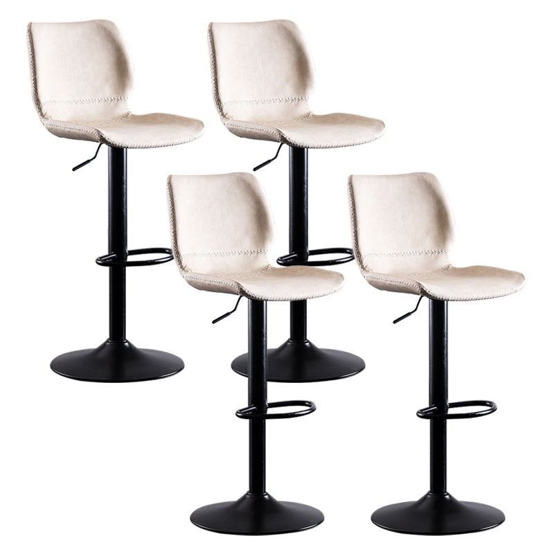 Rotating Leather Seat Barstool Nordic Style Black Pedestal Bar Stool for Dining Room