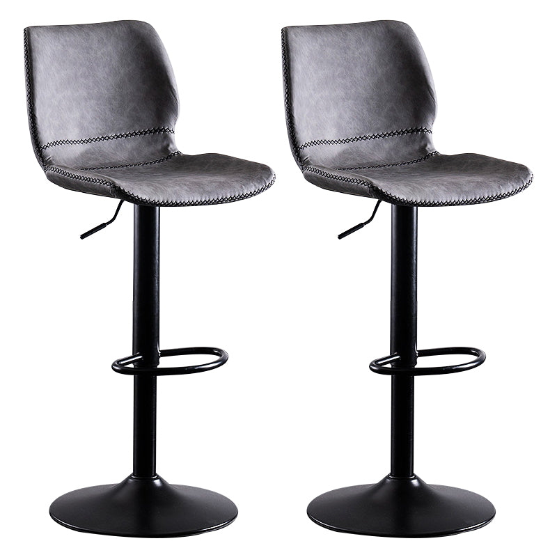 Rotating Leather Seat Barstool Nordic Style Black Pedestal Bar Stool for Dining Room