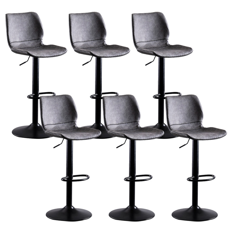 Rotating Leather Seat Barstool Nordic Style Black Pedestal Bar Stool for Dining Room