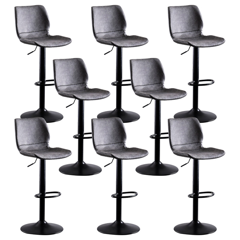 Rotating Leather Seat Barstool Nordic Style Black Pedestal Bar Stool for Dining Room