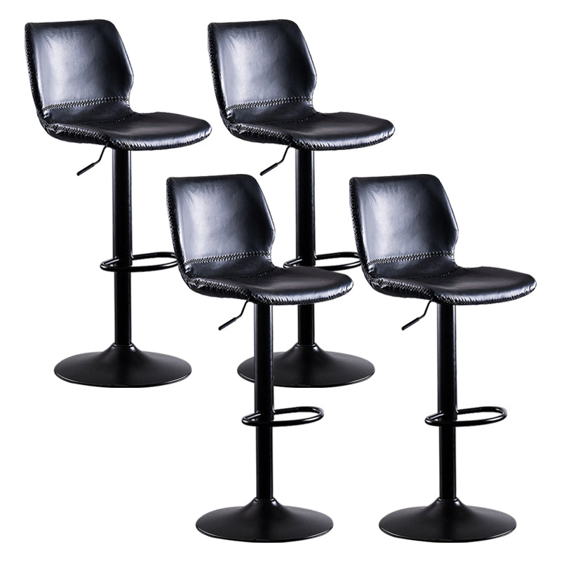 Rotating Leather Seat Barstool Nordic Style Black Pedestal Bar Stool for Dining Room