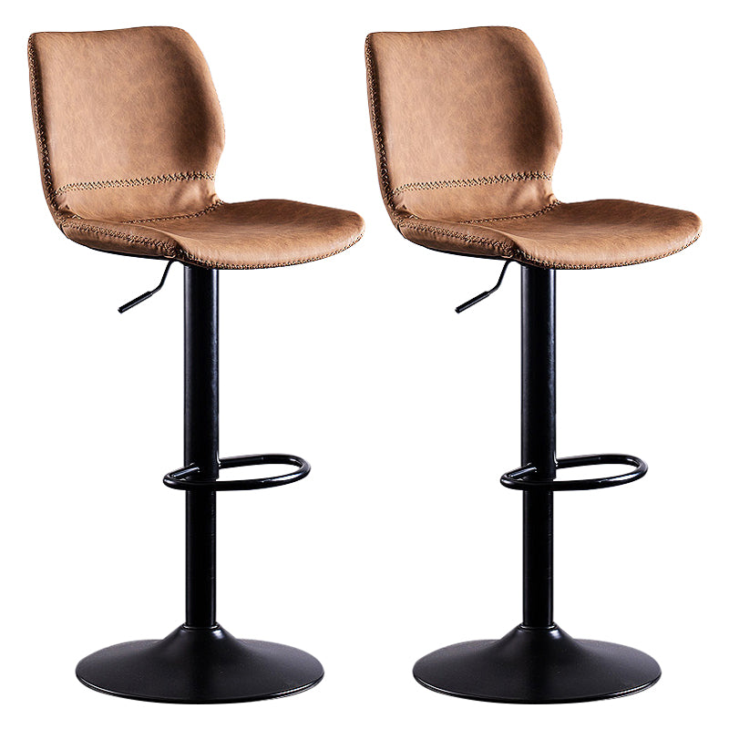 Rotating Leather Seat Barstool Nordic Style Black Pedestal Bar Stool for Dining Room