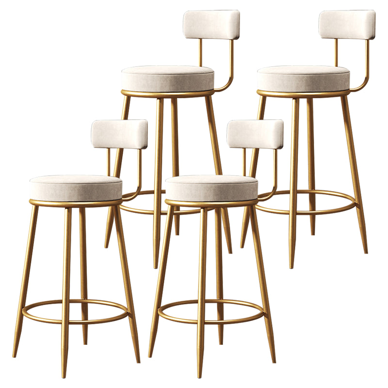 Glam Style Plush Upholstered Bar-stool Round Counter Bar Stool with Gold Legs