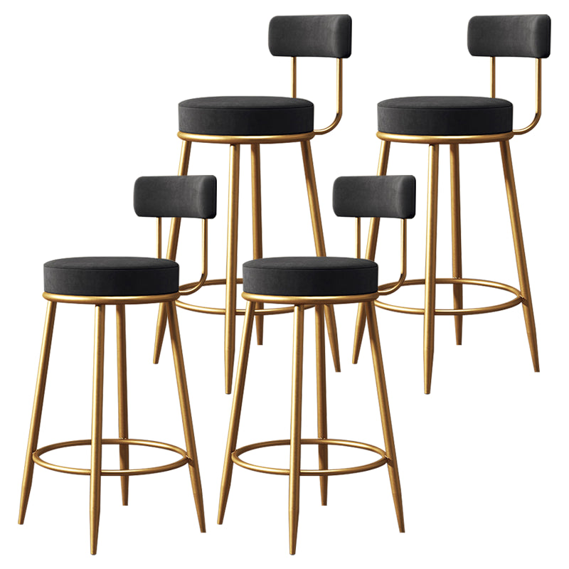 Glam Style Plush Upholstered Bar-stool Round Counter Bar Stool with Gold Legs